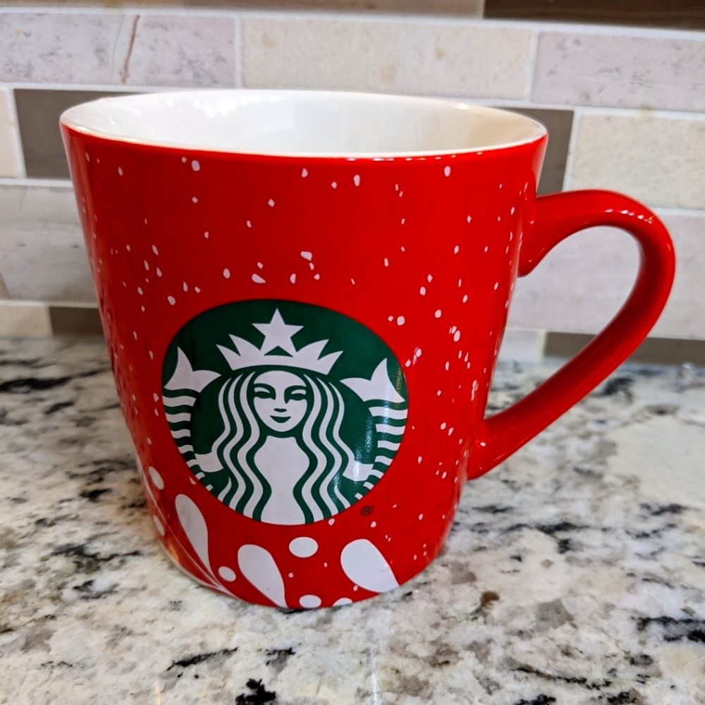 Starbucks Red Christmas Themed Coffee Mug With Logo